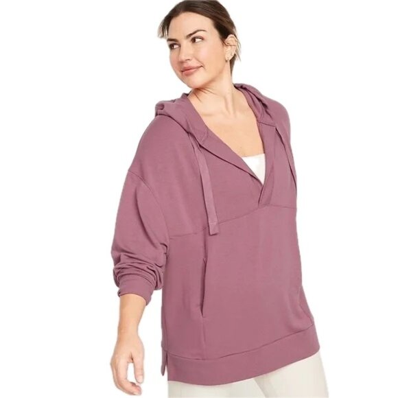 Old Navy ROSEBLOOM Pink Mauve 2X Oversized Live-In French-Terry Tunic Hoodie - Picture 1 of 11
